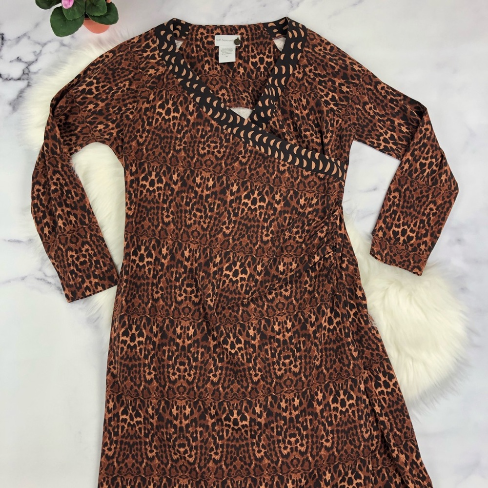 Leopard Print Faux Wrap Soft Surroundings Dress - image 1